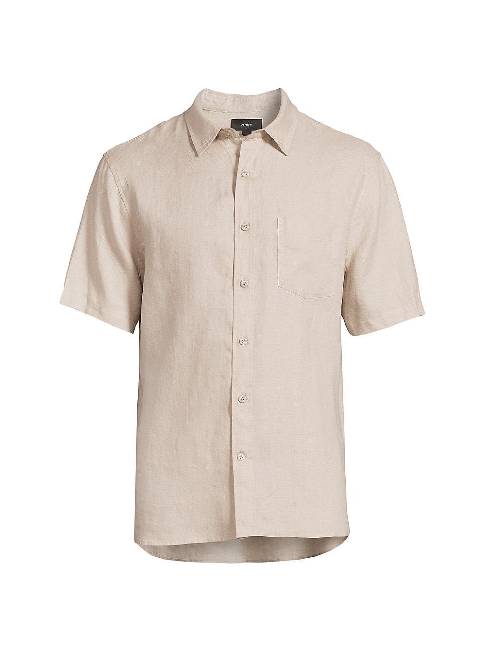 Mens Linen Short-Sleeve Button-Up Shirt Product Image