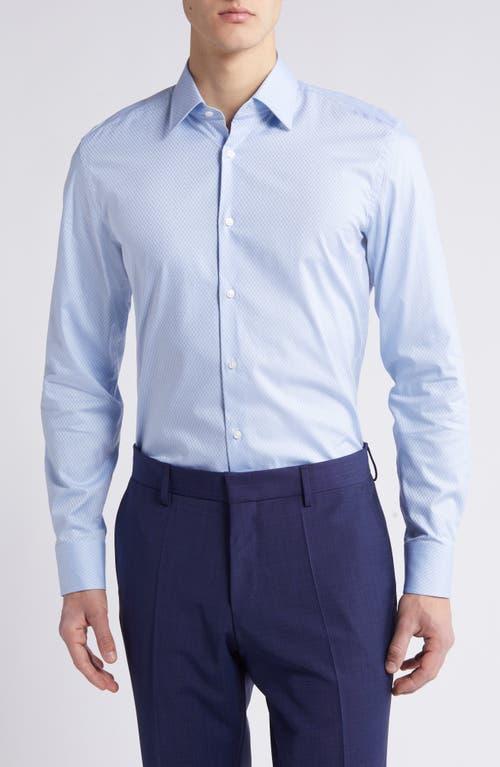 Boss Hank Geometric Pattern Stretch Cotton Dress Shirt In Open Blue Product Image