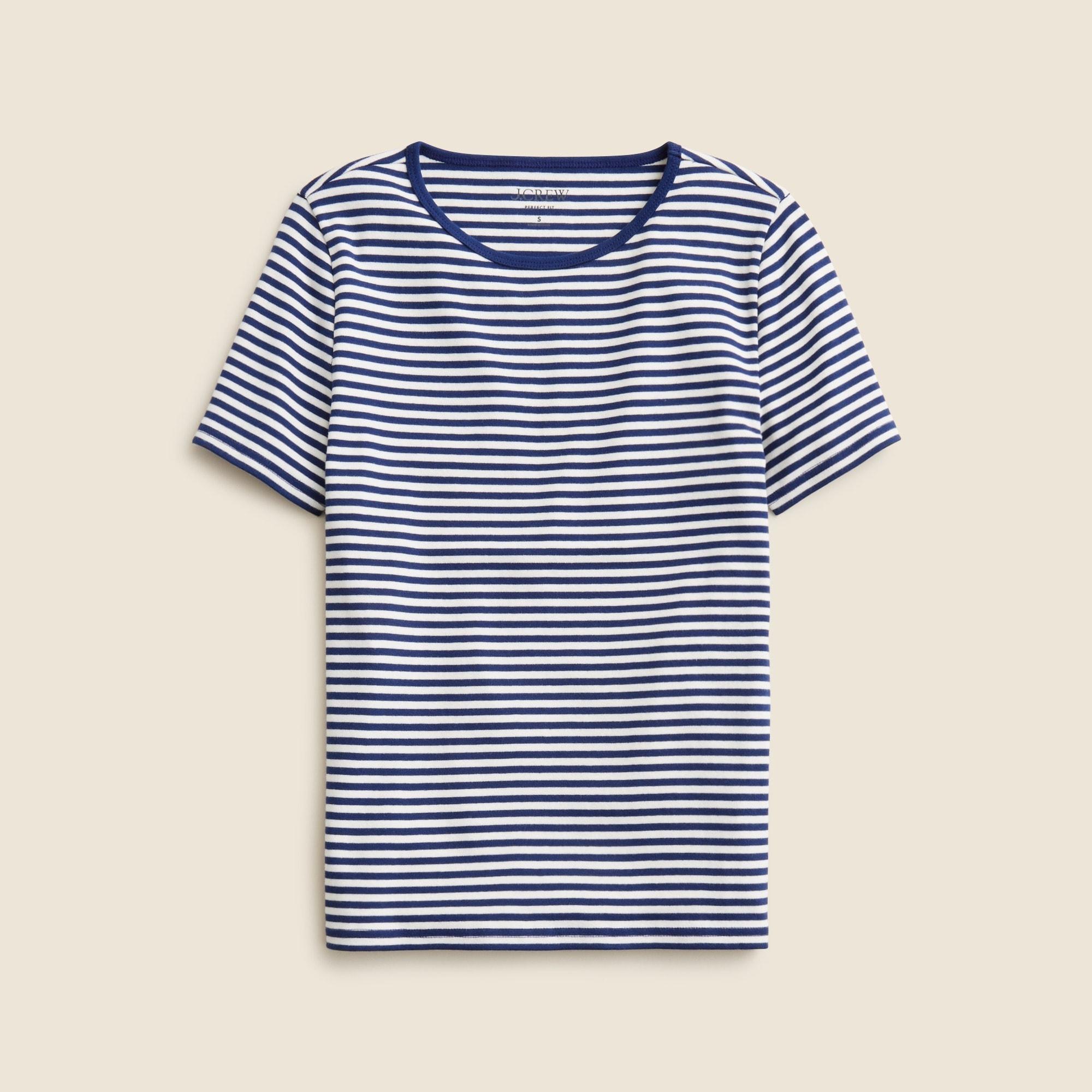 New perfect-fit short-sleeve T-shirt in stripe Product Image