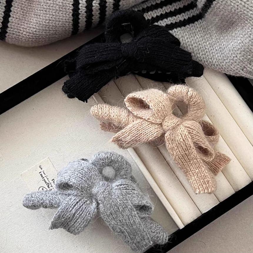 Bow Knit Hair Claw Clip Product Image