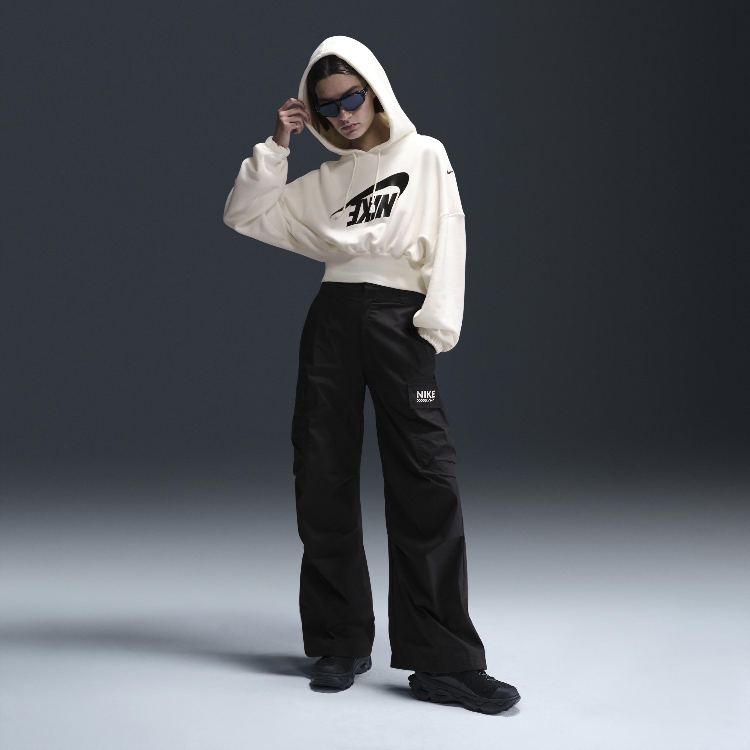 Womens Nike Sportswear Oversized Cropped French Terry Pullover Hoodie Product Image