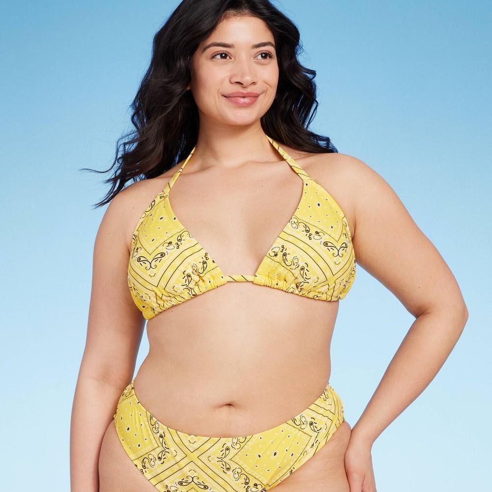 Womens Bandana Print Triangle Bikini Top - Wild Fable Yellow Product Image