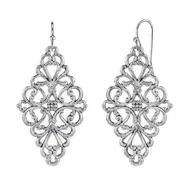 1928 Filigree Kite Drop Earrings, Womens, Grey Product Image