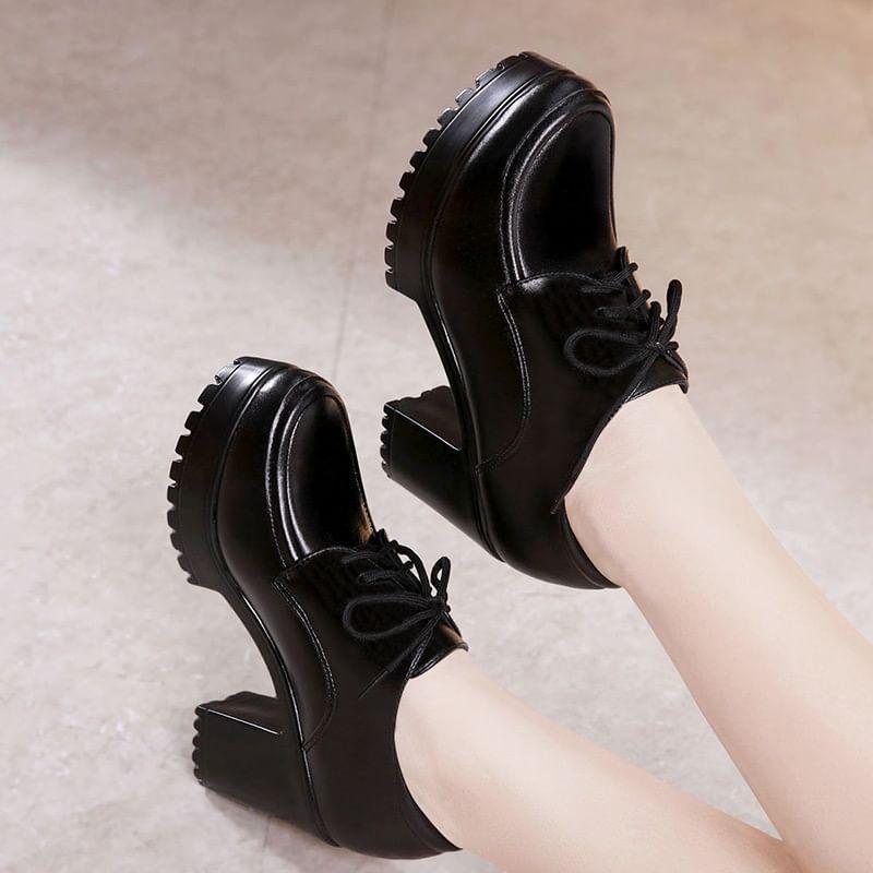 Platform Block Heel Lace Up Pumps product image