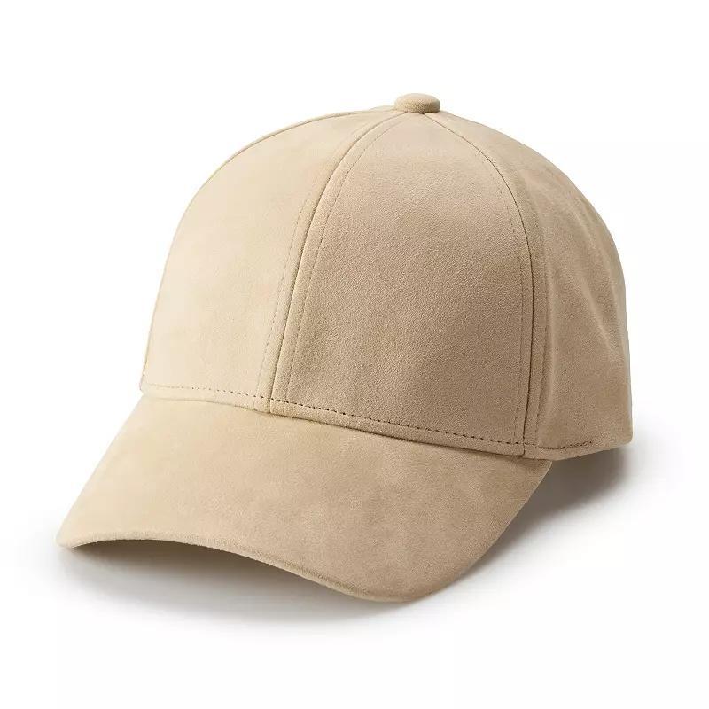 Womens Sonoma Goods For Life Faux Suede Baseball Cap, Ivory Product Image