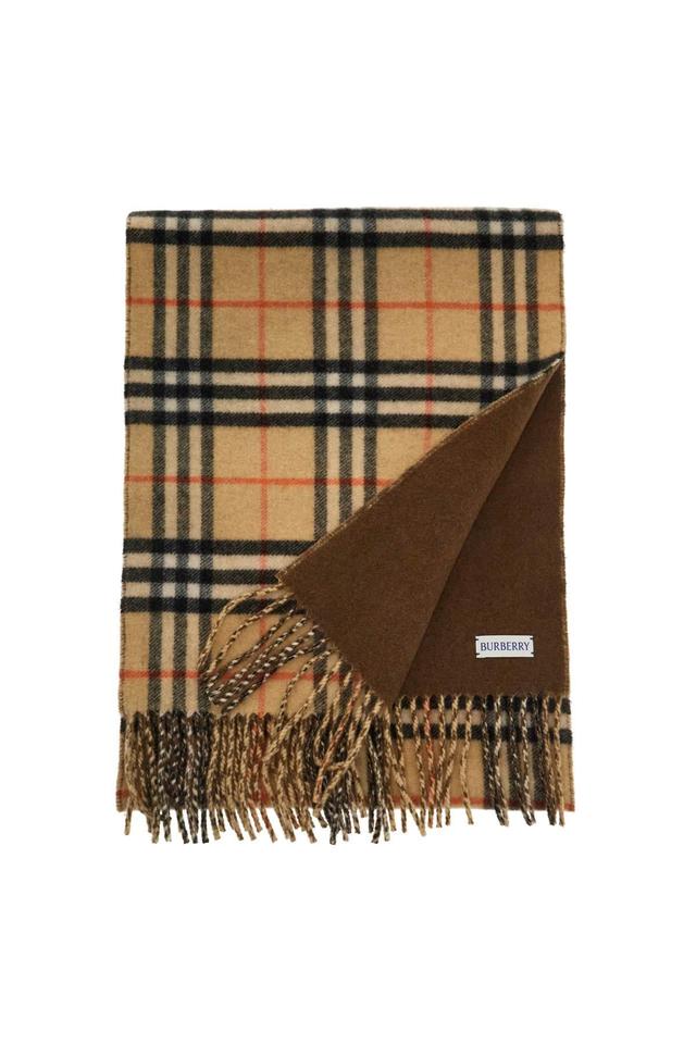 BURBERRY Reversible Cashmere Check Scarf In Brown Product Image