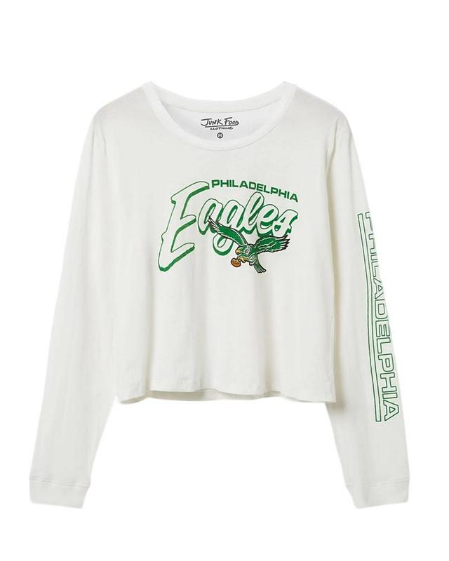 Junk Food Clothing Womens Nfl Philadelphia Eagles Touchdown Long Sleeve Cropped Tee Product Image