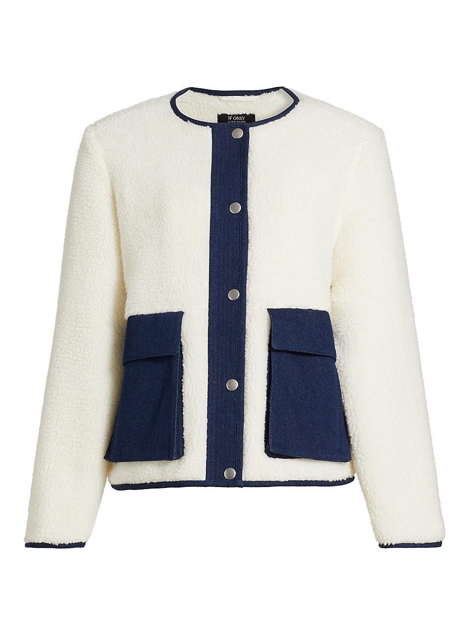 Womens Faux-Sherpa & Denim Jacket Product Image