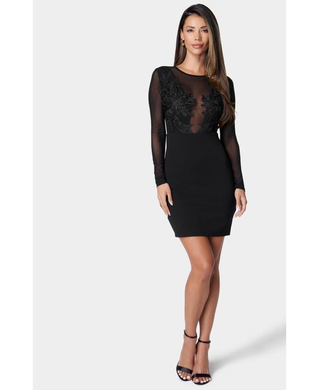 Bebe Womens Lace Illusion Knit Dress Product Image