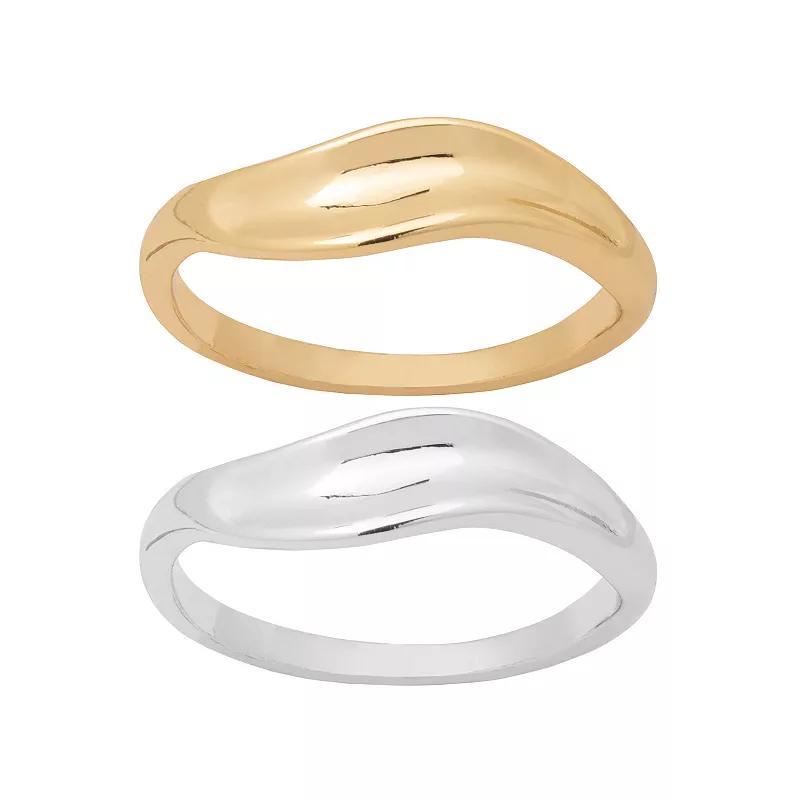 LC Lauren Conrad Two Tone Fluid Metal Stackable Ring Duo Set, Womens None Product Image