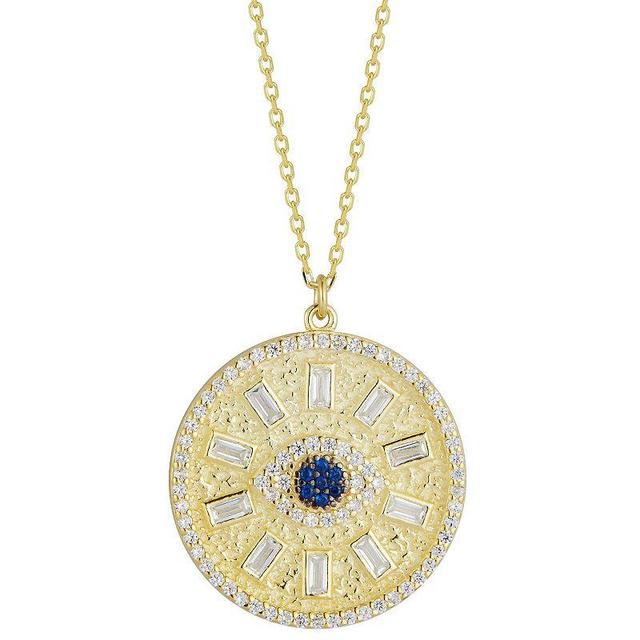 Sunkissed Sterling 14k Gold Over Cubic Zirconia Evil Eye Necklace, Womens Yellow Gold Tone Product Image