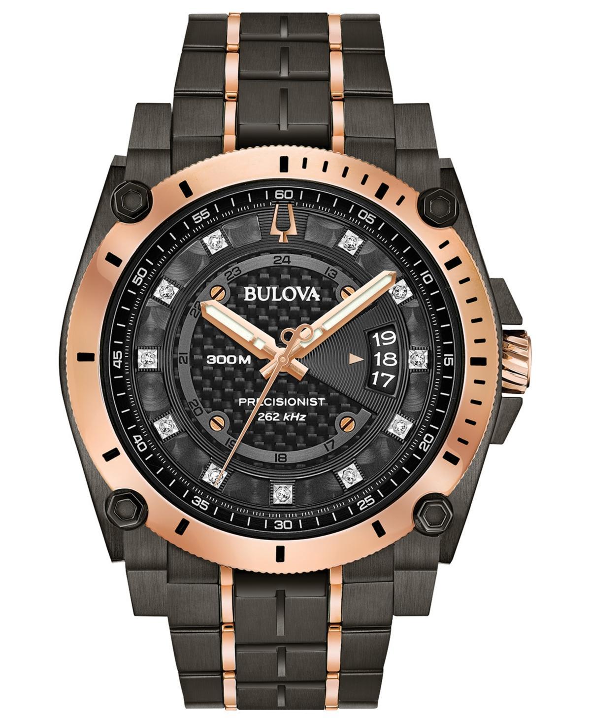 Bulova Men's Gray And Rose Gold-Tone Stainless Steel Precisionist Champlain Diamond-Accent Bracelet Watch 46.5Mm Product Image