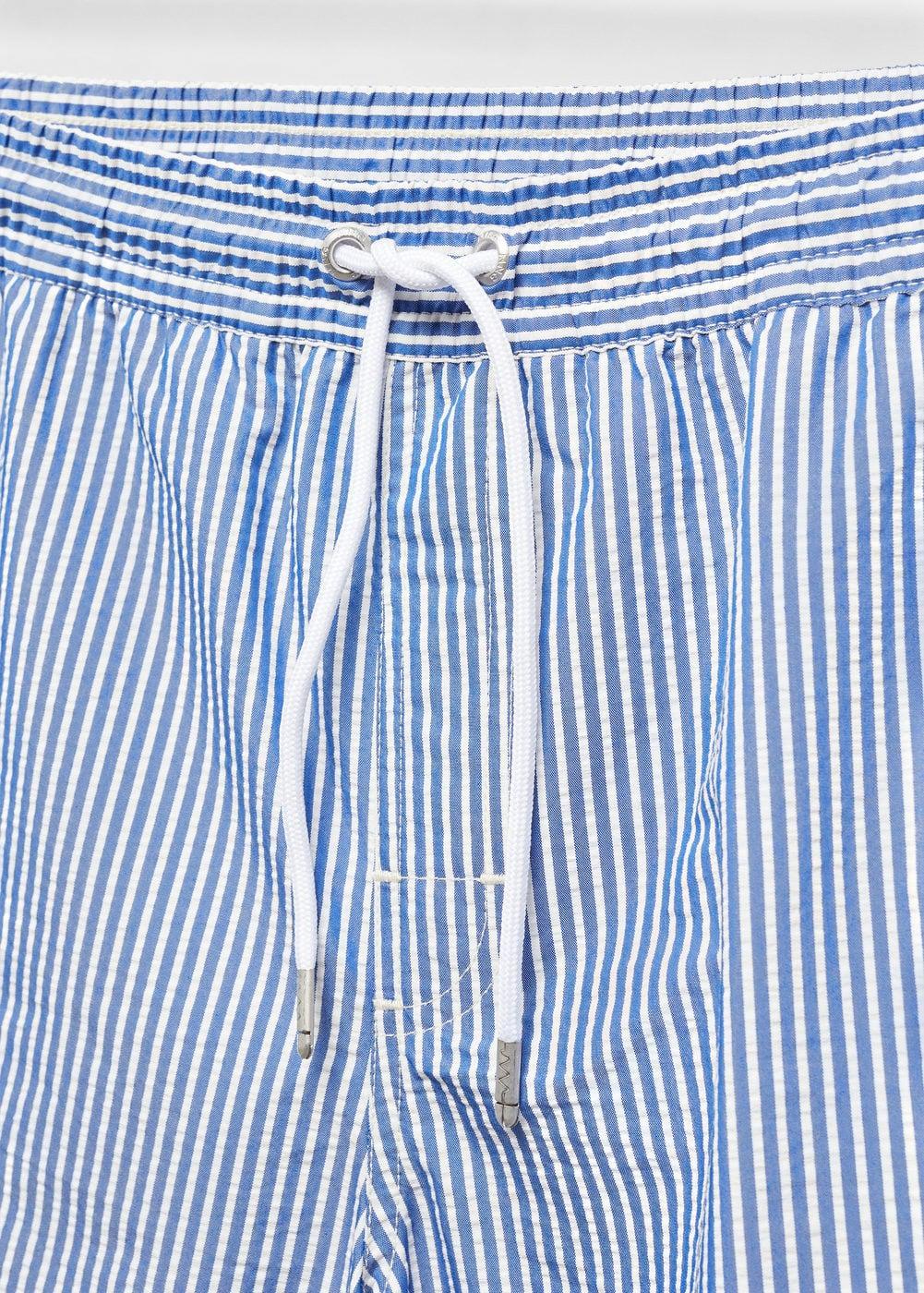 Seersucker striped drawstring swimsuit - Men | MANGO USA Product Image