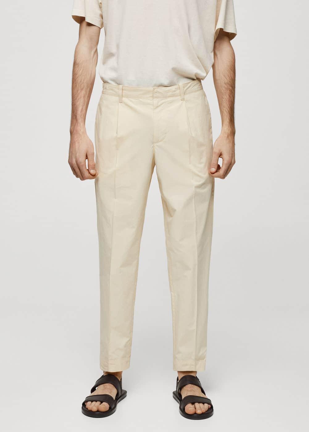 Mango Mens 100% Slim-Fit Cotton Pants Product Image