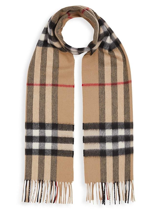 Womens The Classic Check Cashmere Scarf - Beige Product Image