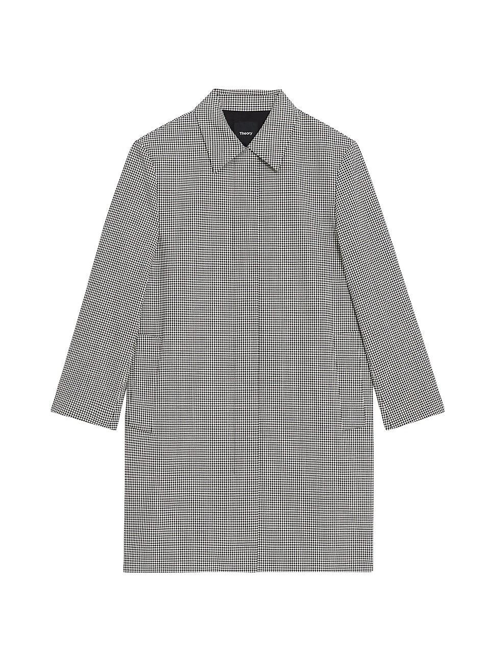 Womens Checkered Stretch Wool Car Coat Product Image