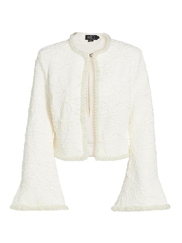 Womens Pearl-Beaded Jacquard Jacket Product Image