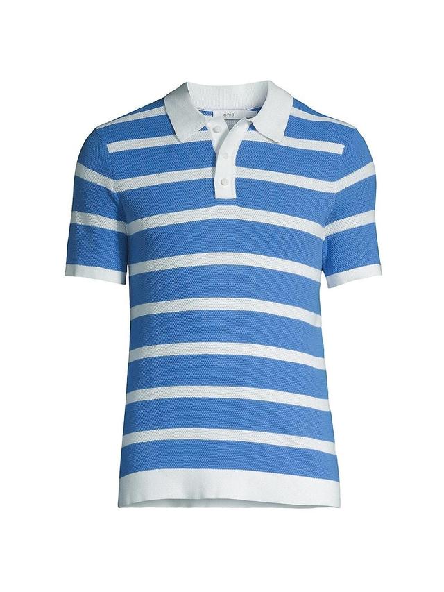 Mens Striped Textured Knit Polo Shirt Product Image