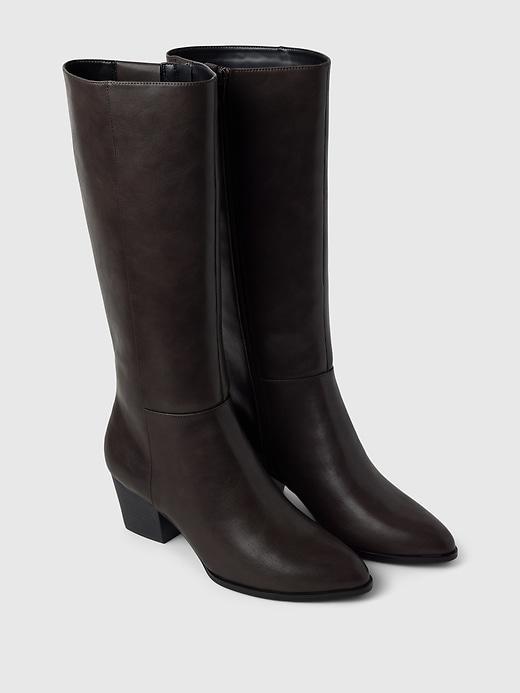 Vegan Leather Tall Heeled Boots Product Image