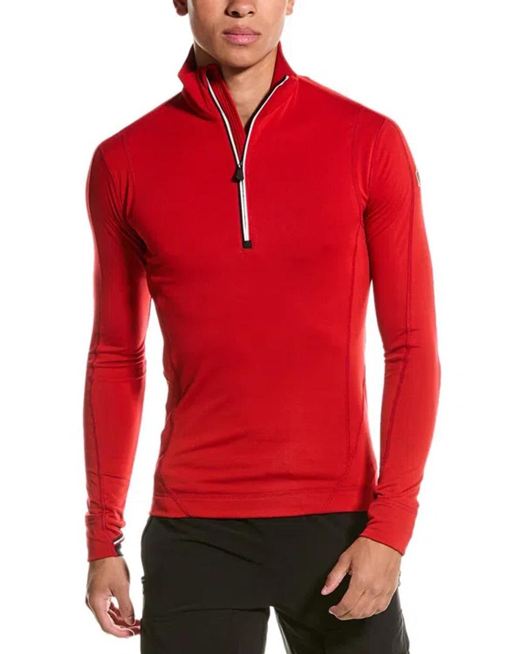 MONCLER Grenoble Mock Neck Quarter Zip Pullover In Red Product Image