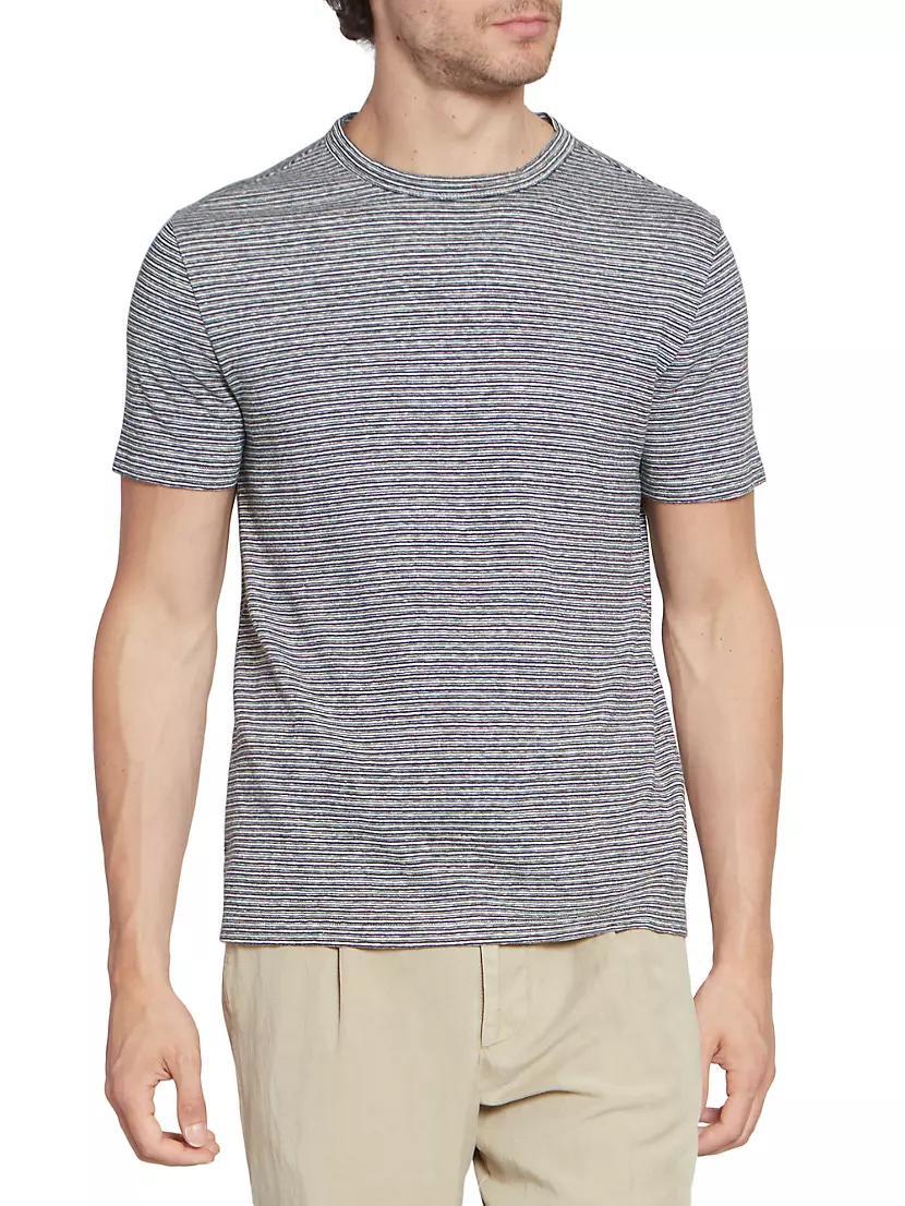 Striped Cotton-Linen Crewneck T-Shirt Product Image