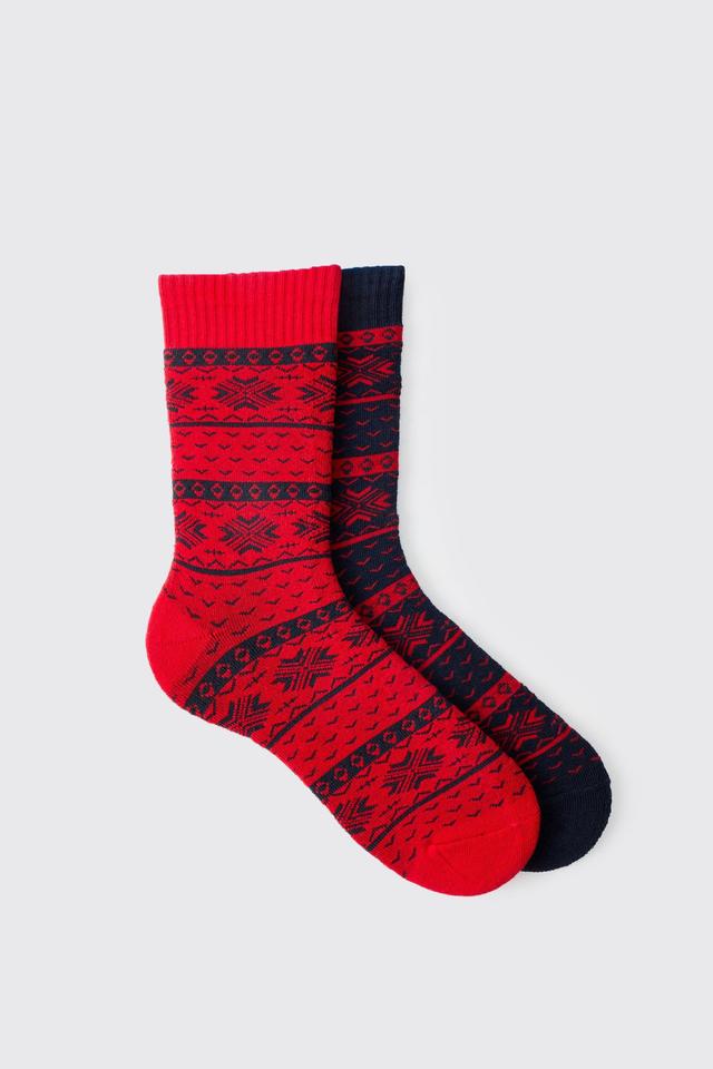 Mens Multi 2 Pack Christmas Socks, Multi Product Image