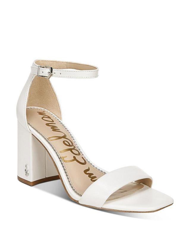 SAM EDELMAN ‘daniella' 80 Single Band Square Toe Leather Block Heeled Sandals In White Product Image