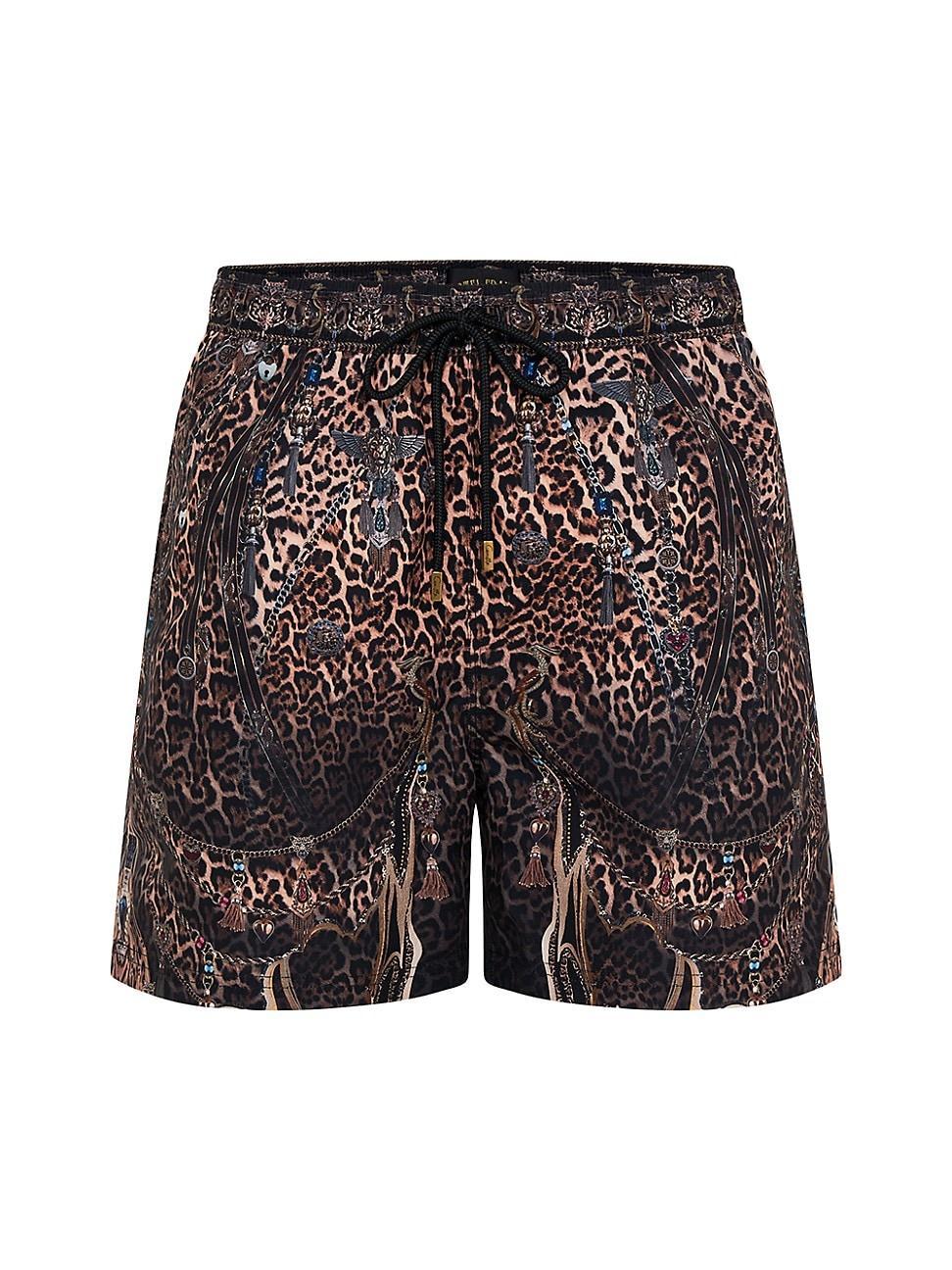 Mens Leopard Drawstring Swim Shorts Product Image