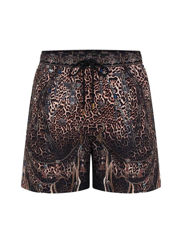 Mens Leopard Drawstring Swim Shorts Product Image