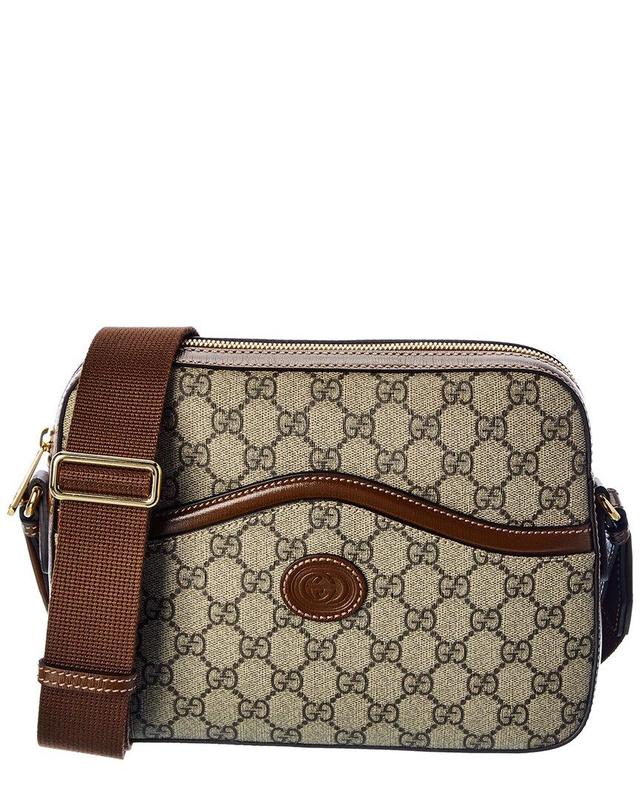 Interlocking G Gg Supreme Canvas & Leather Shoulder Bag In Brown Product Image