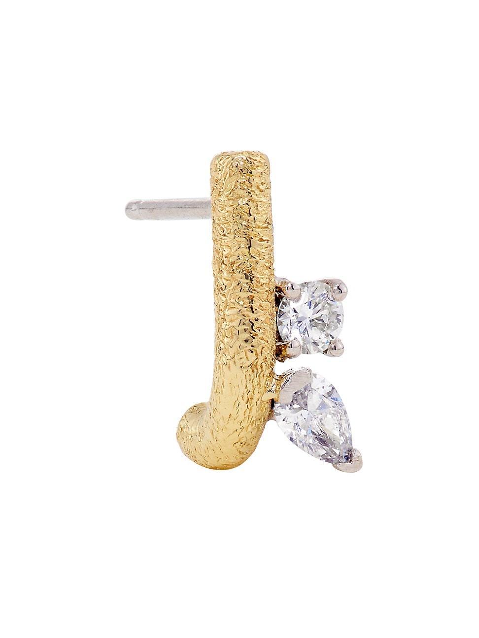 Womens Iskra Ciana 14K Yellow Gold & 0.19 TCW Diamond Single Stud Earring Product Image