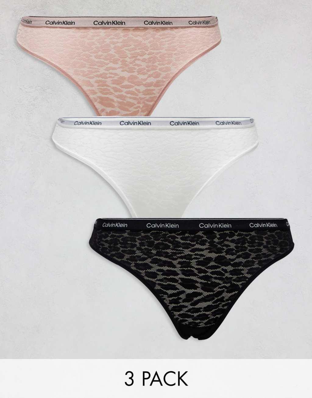 Calvin Klein Modern Lace 3 pack brazilian brief in multi neutrals Product Image