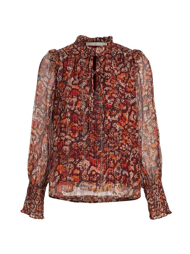 Womens Jennifer Printed Metallic Chiffon Blouse Product Image