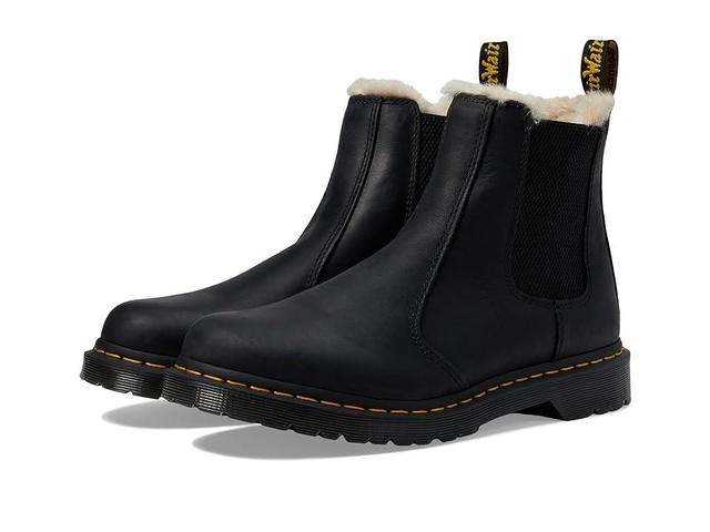 Dr. Martens Womens 2976 Leonore Burnished Faux Fur Block Heel Lug Sole Chelsea Booties Product Image