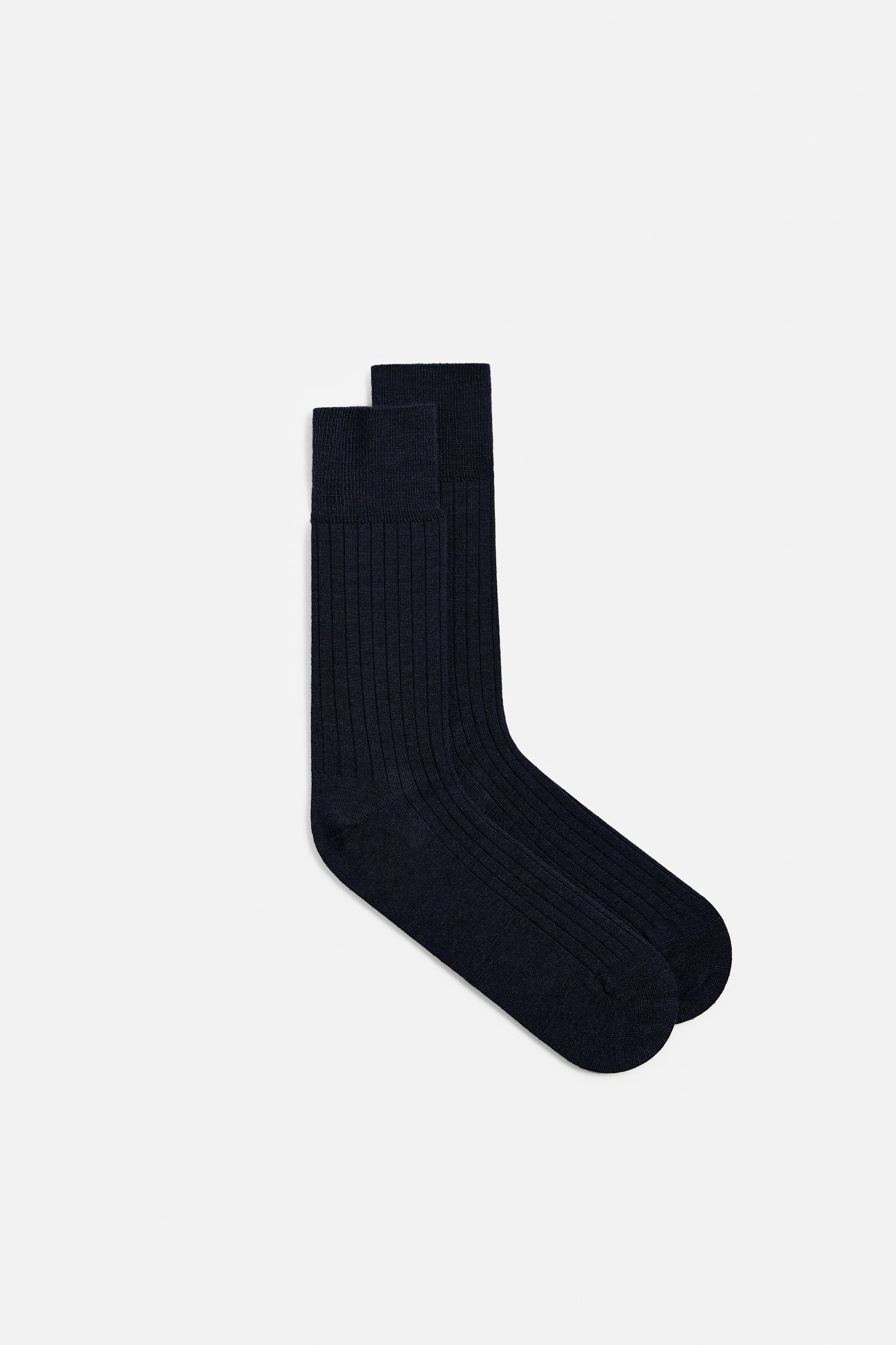 RIBBED WOOL BLEND SOCKS Product Image