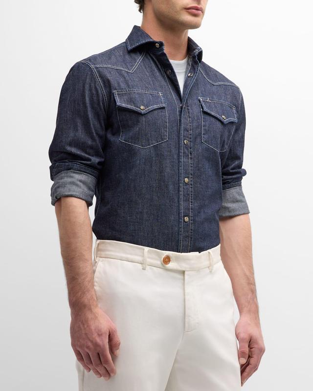 Mens Denim Western Snap-Front Shirt Product Image