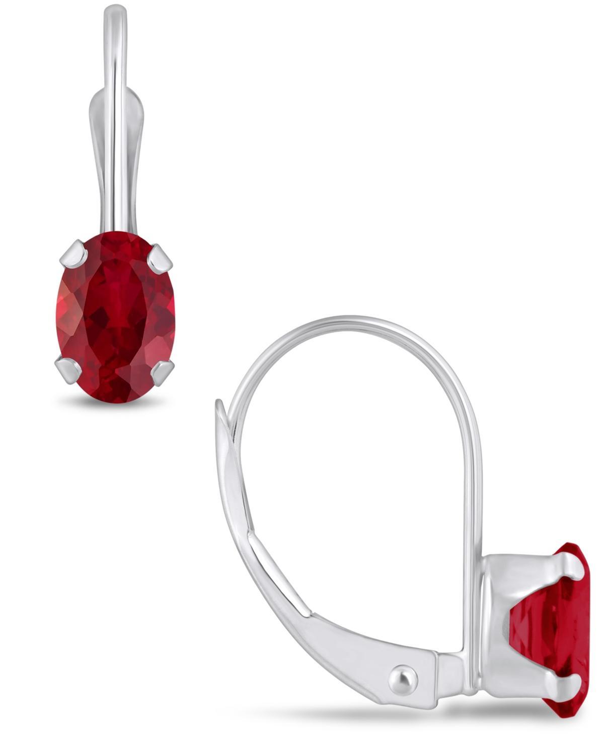 Celebration Gems 10k Gold Oval Lab-Created Ruby Leverback Earrings, Womens, Red Product Image