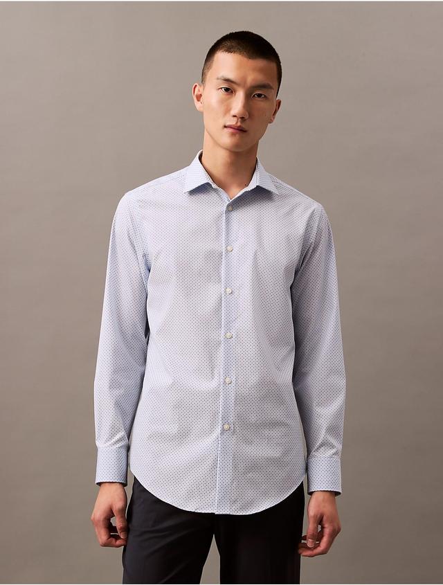 Calvin Klein Mens Refined Cotton Stretch Classic Button-Down Shirt - Blue - 16/34-35 Product Image