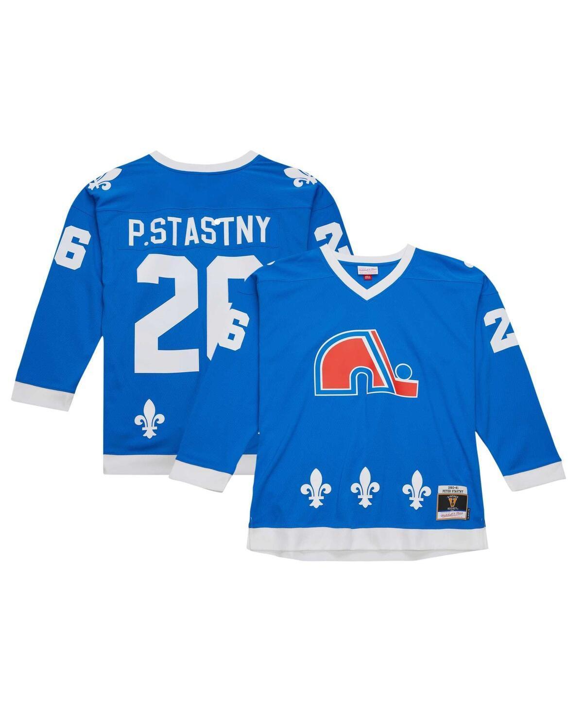 Mens Mitchell & Ness Peter Stastny Blue Distressed Quebec Nordiques Vintage-Like Hockey 1980/81 Blue Line Player Jersey - Blue Product Image