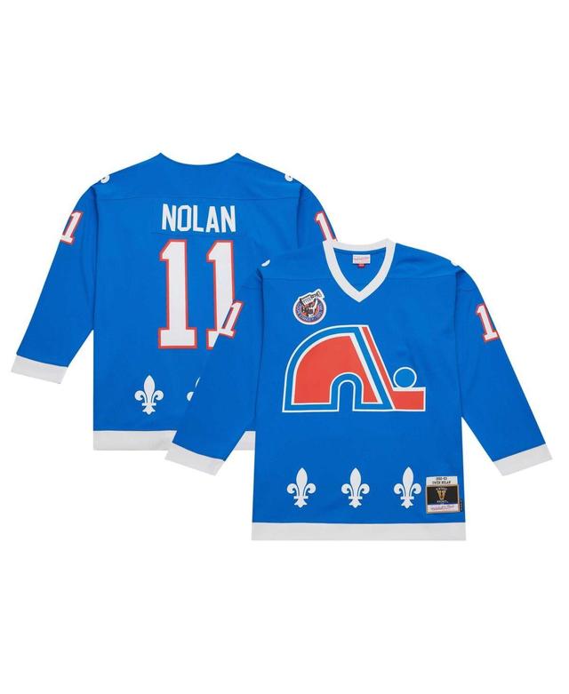 Mens Mitchell & Ness Owen Nolan Blue Quebec Nordiques 1992/93 Blue Line Player Jersey - Blue Product Image