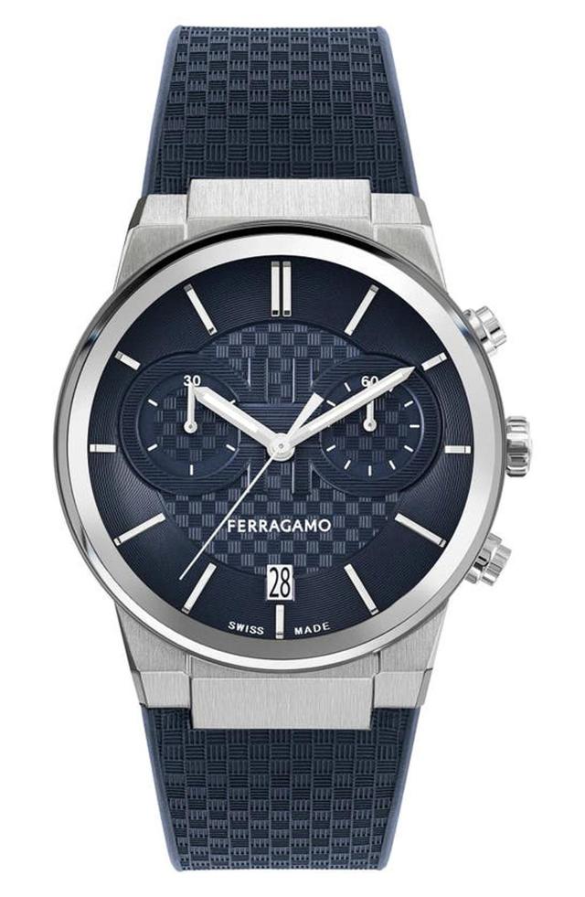 FERRAGAMO Men's Stainless Steel & Silicone Chronograph Watch/41mm In Blue Product Image