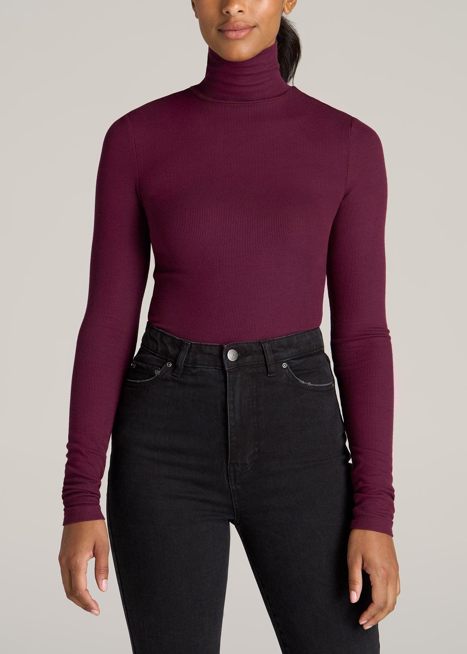 Tall Women's FITTED Long Sleeve Ribbed Turtleneck Tee in Elderberry product image