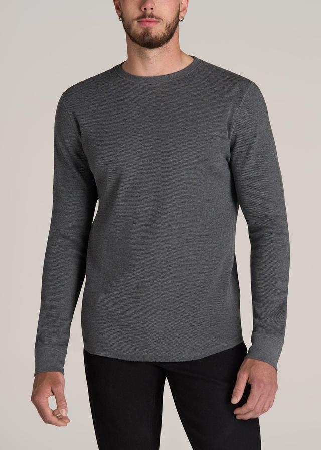 Double Honeycomb Thermal Crewneck Extra-Long Top in Charcoal Mix Male Product Image