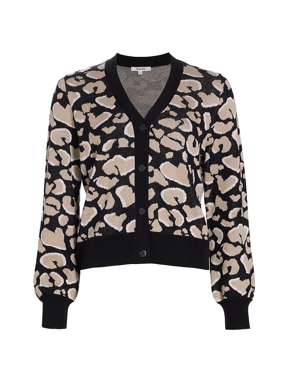 Short Leopard Jacquard Cardigan Product Image