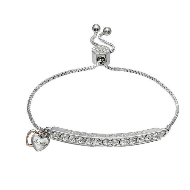 Brilliance Mother Daughter Crystal Bar Bracelet, Womens Two Tone Silver Rose Product Image