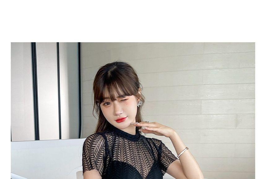 Short-Sleeve Mesh Swimdress Product Image