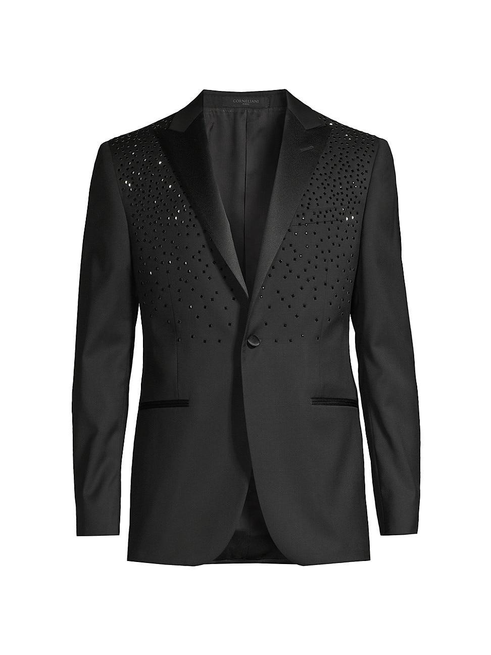 Mens Crystal-Embellished Wool One-Button Dinner Jacket Product Image