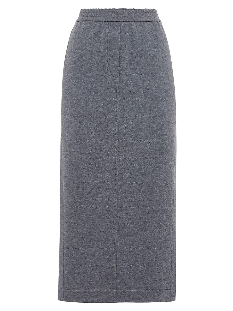 Womens Stretch Cotton Lightweight French Terry Midi Track Skirt Product Image