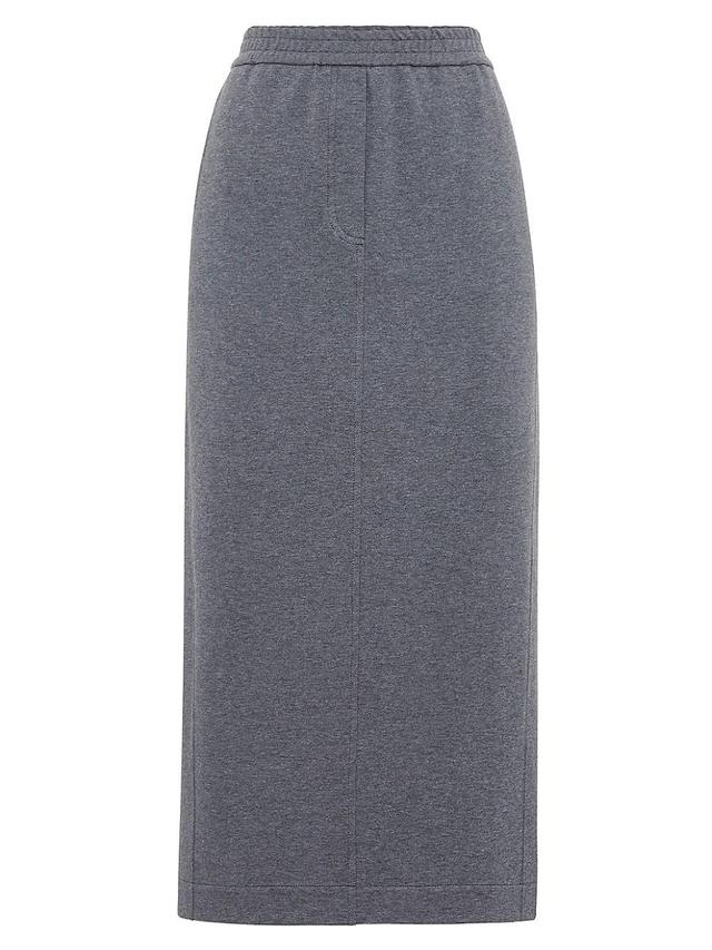 Womens Stretch Cotton Lightweight French Terry Midi Track Skirt Product Image