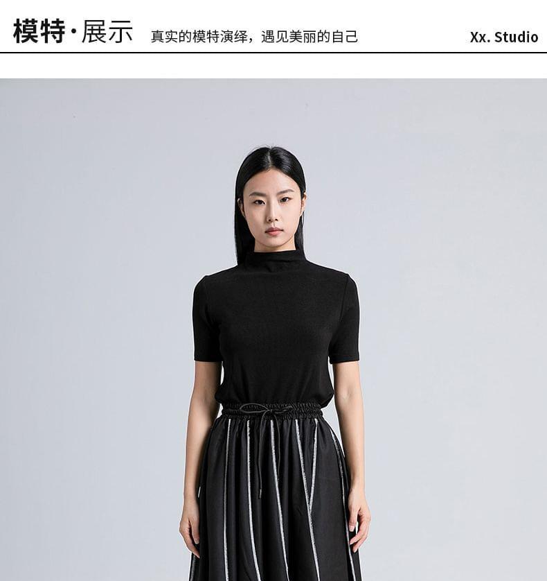 Drawstring Waist Contrast Stitched Cropped Culottes Product Image